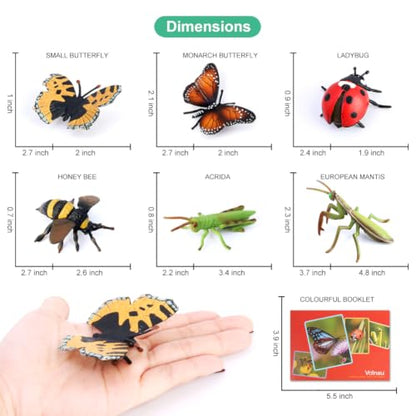 Bug Toys Figurines VOLNAU 12PCS Insect Animal Figures for Kids Toddlers Christmas Gifts Decorations Educational Bee Beetle Mantis Spider Ladybug Butterfly Plastic Model