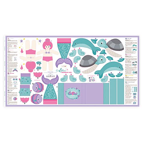 kullaloo Cut & Sew Fabric Panel – Mermaid Craft Sewing Kit for Kids Beginners – DIY for Girls & Boys (Underwater Tales) - color: Underwater Tales