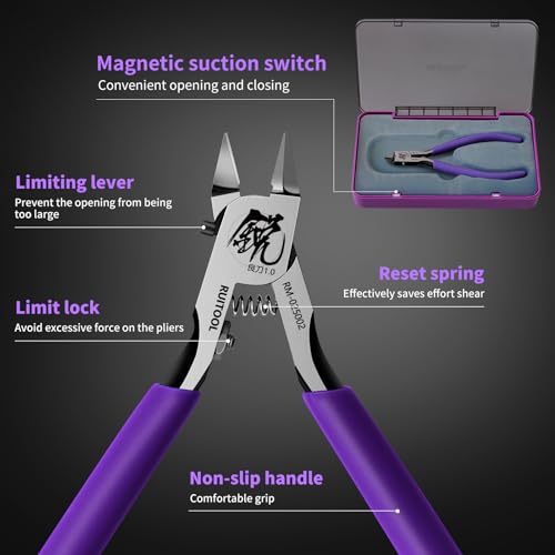 RUITOOL Model Nippers for Beginners, 4.7" Single Blade Nipper for Gunpla - color: Purple