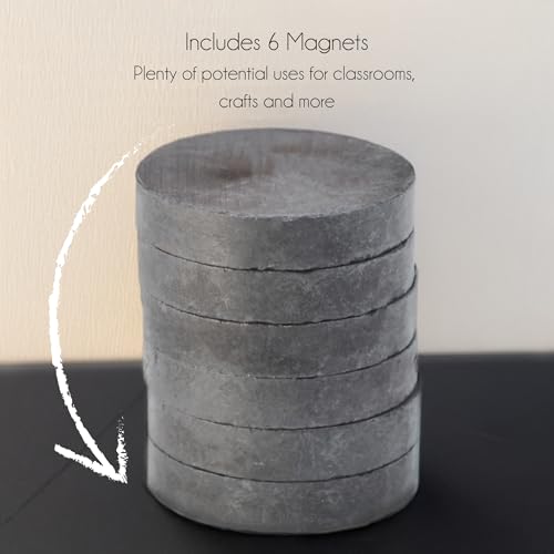 Eisco - Ceramic Disc Magnets Pack of 6-25x5mm - Durable and Versatile Magnets for Science, Education, and Experiments - Ideal for Magnetic Fields Studies, STEM Projects, and Lab Applications