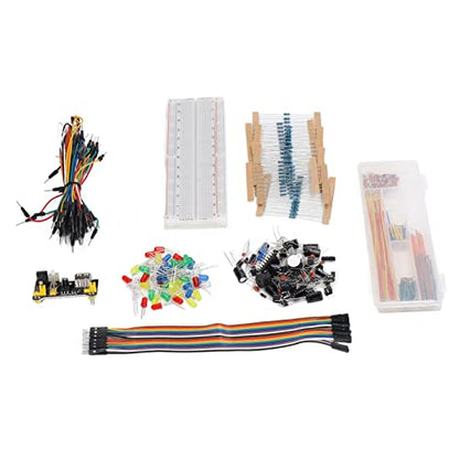 Electronics Component Kit, 400 Assorted Components with Power Module USB Cable, Assorted Electronics Kit, Complete for R3 Prototyping, for Students, Hobbyists, DIY Projects