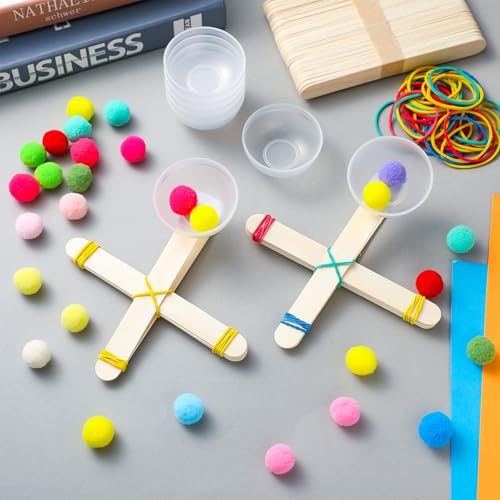 Foilswirl 36 Sets Stem Catapult Building Kit DIY Stick Catapults Craft Kits for Kids Classroom Educational and Learning Activities Camp Crafts Supplies(Colorful) - color: Colorful