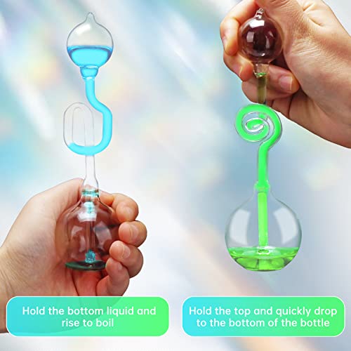 Hand Boiler,Glass Hand Boilers Toy, Science Energy Transfer, Children Science Experiment, Thermometer Spiral Glass Energy Museum Toy Gifts （4 Pcs）
