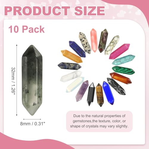 MECCANIXITY 10 Pack African Bloodstone Quartz Crystals, Polished Crystals Bulk Hexagonal Shaped Meditation Gemstone for Jewelry Making Energy Balance Accessories Gifts - color: African Bloodstone
