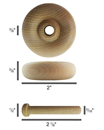 Maple Landmark Wood Wheels - 24 Pack with Free Axle Pegs - Made in USA (2" Diameter) - size: 2" Diameter