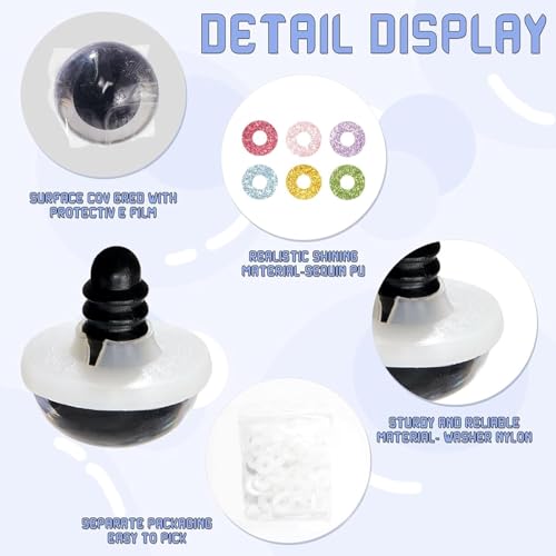 MUCUNNIA 40pcs 30mm Glitter Safety Eyes for Amigurumi with Washers - size: 30mm