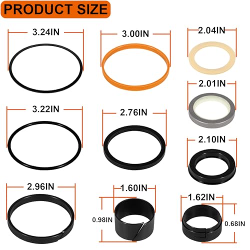 G109452 G105548 1543252C1 Hydraulic Cylinder Seal Kit Fit for Case 350 350B 450 450B 480 480C 480E 580C 580D 580E 550G Loader Bucket Tilt/Bucket Ripper Dipper(Rod: 1.50", Bore: 3”)