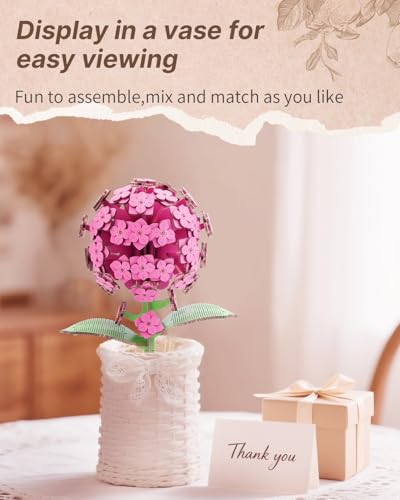 Kaayee 3D Flower Puzzles Hydrangea, Wooden Flowers Craft for Adults - color: Hydrangea Flower