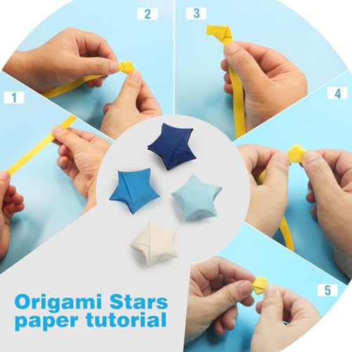 FoDau770 Solid Color Star Paper Strips - 1080 Sheet, Blue Series - color: Solid Blue Series
