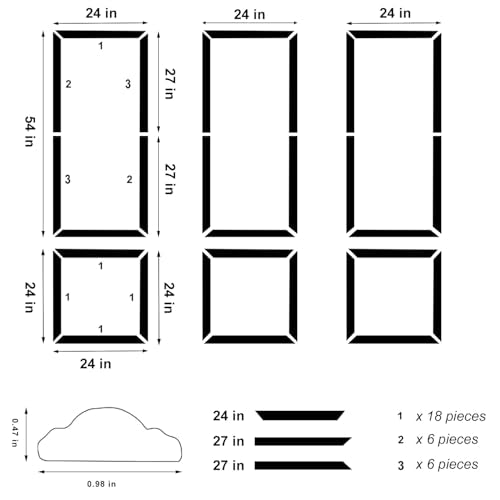 Peel and Stick Wall Molding Kit,Wainscoting Panel Accent Wall Molding Trim - color: Bead-24x54in