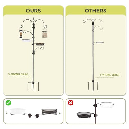 ERYTLLY Bird Feeding Station Kit Bird Feeder Pole Wild Bird Feeder Hanging Kit Planter Hanger Multi Feeder Hanging with Metal Suet Feeder Bird Bath for Attracting Wild Birds - size: 91 Inch