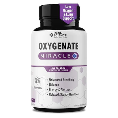 Real Science Oxygenate Miracle – Daily Lung & Circulation Support Supplement for Breathing Comfort and Energy – Supports Respiratory Function and Overall Wellness, 60 Caps - size: 60 Count (Pack of 1)