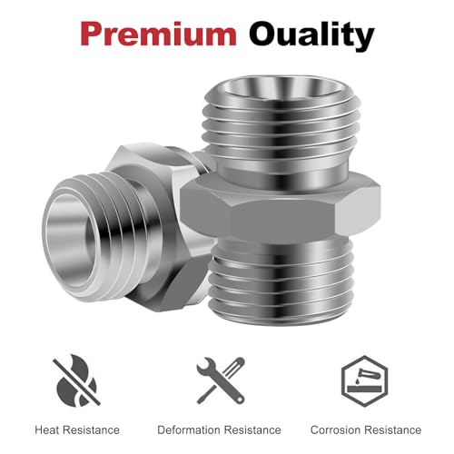 2pcs M16 to M16 Carbon Stee Fittings Adapters for Mini Excavator Adapting, Reducing Or Enlarging Connect Such Air Pipe, Fuel Pipe, Water Pipe, Etc Full Port Straight Pipe Fitting Connector - size: M16-M16