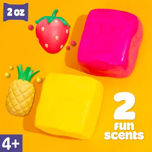 Play-Doh Scented Air Dry Clay, 2-Pack Summer Bundle, 1 Pink Strawberry, 1 Yellow Pineapple, Arts and Crafts, Craft Supplies, Modeling Clay for Kids, Toddler Party Favors, Goodie Bag Stuffers - color: Summer