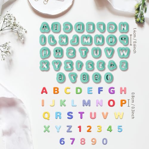 ACRNIGHEET 26pcs Alphabet Shape and 10pcs 0-9 Number Clay Cutters, Polymer Clay Cutting Tools for Earrings Jewelry Making, Clay Jewelry Making Kit, Letter Cutters - style: Letters and numbers theme (36 pcs)