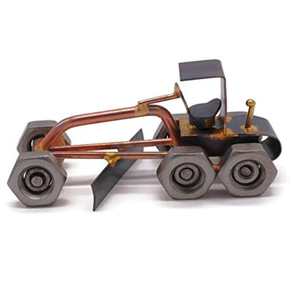 Road Grader Collectible Handmade Metal Art Figurine, Desk Accessories, Trophy, Boss Gift, Home Office Décor, Construction Worker Gift - style: Road Grader