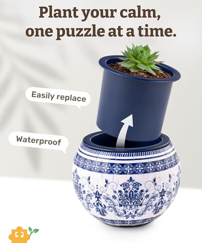 PieceRelax Unique 3D Puzzle Planter - 80 Plastic Pieces [K1103] - color: Classic Ornamental Style