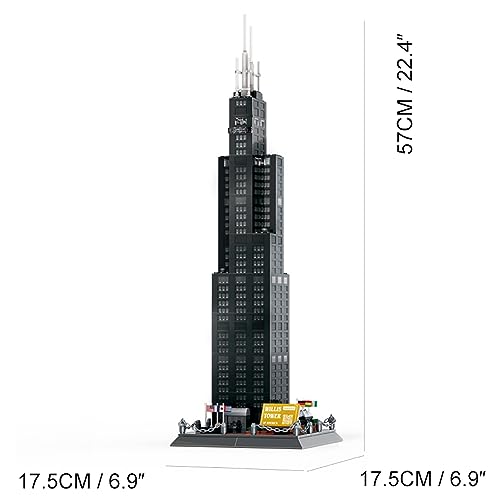 1241Pcs Willis Tower Chicago Building Set World Landmark Architecture Model Collectible Toy for Kids and Adults - color: Willis Tower