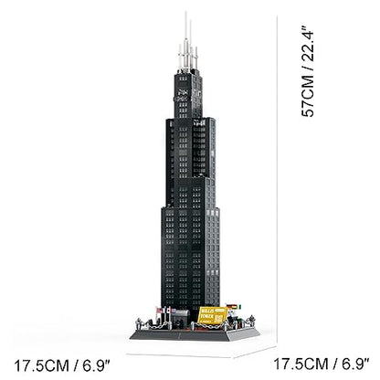 1241Pcs Willis Tower Chicago Building Set World Landmark Architecture Model Collectible Toy for Kids and Adults - color: Willis Tower