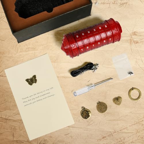 CoEjokno Da Vinci Code Numeric Cryptex Money Puzzle Box for Cash Gift, Jewelry Box with Hidden Compartment, Unique Puzzle Gift for Adults Brain Teaser Valentine’s Day Wedding & Anniversary Present - color: Red