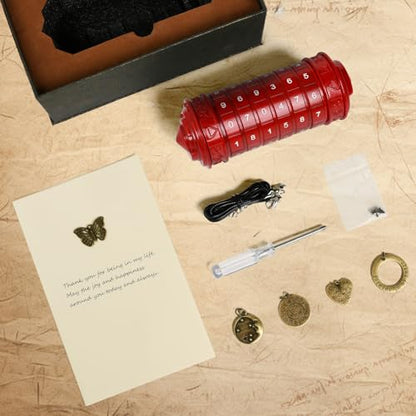 CoEjokno Da Vinci Code Numeric Cryptex Money Puzzle Box for Cash Gift, Jewelry Box with Hidden Compartment, Unique Puzzle Gift for Adults Brain Teaser Valentine’s Day Wedding & Anniversary Present - color: Red