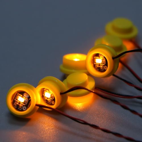 14PCS Building LED Lights 1X1 Circular Dot Compatible with LEGO（Yellow） - color: Yellow Light