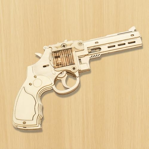 3D Wooden Puzzles for Adults,Wooden Toy for Kids and Adults,Model Building Kit,Educational Brain Teaser,Best Educational Christmas Birthday Day Gift for Friends (Wooden Revolver) - color: Wooden Revolver