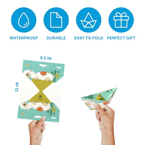 WOYS Floating Origami Boats | Tropical Set | Waterproof Premium Reusable Paper | Screen-Free DIY Arts & Crafts Activity & Gift | 5 Sheets | Bath, Pool & Indoor Play - color: TROPICAL