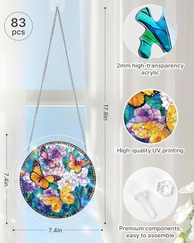 Acrylic Jigsaw Puzzle Suncatcher - Butterfly Garden - color: Butterfly Garden, size: M-8.2in*8.2in