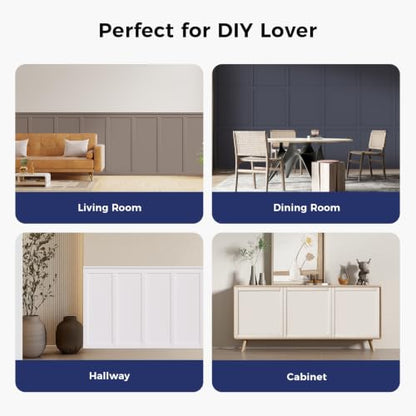 20 Pcs Paintable Board and Batten Wainscoting Kit with 4 Pcs Strips