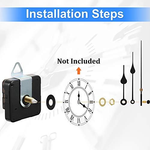 3 Pieces Non Ticking Quartz Clock Movement Mechanism with 6 Sets of Short Hands Battery Operated Clock Motor Kit for DIY Repair Replacement (0.7 inch/18 mm) (Pack of 2) - size: 0.7 inch (18 mm), Pack of 2