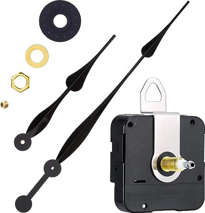 Hicarer High Torque Quartz Long Shaft Clock Mechanism Replacement with 12 Inch Long Spade Hands Clock Movement Replacement Motor for DIY - color: Black
