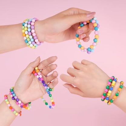2600+pcs Faceted Beads Kit 18 Color Rainbow Opaque Plastic Beads Multicolor Loose Spacer Pony Beads Bulk Elastic String for Bracelets Necklaces Key Chains DIY Craft Jewelry Making - color: Faceted Beads