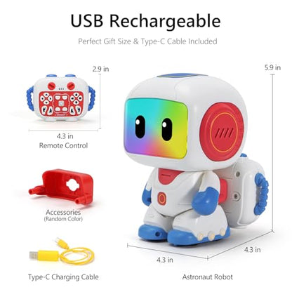 GILOBABY Programmable RC Robot Toy for Kids, Rechargeable STEM Astronaut - color: Blue-r