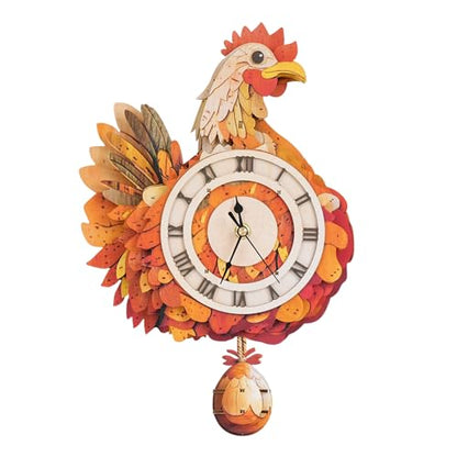 KAAYEE 3D Puzzles for Adults Chicken Clock DIY Hen Wooden Puzzle Craft - color: Chicken Clock