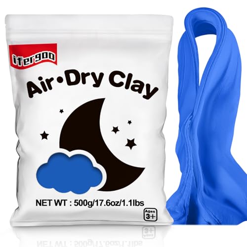 ifergoo 500g Blue Air Dry Clay, 1.1LBS DIY Creative Modeling Clay for Kids - color: Blue/500g