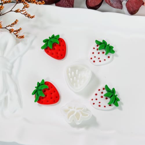 Xaekicr 2 Pcs Strawberry Polymer Clay Cutters Set – Cute Heart Clay Cutters & Texture Molds for Earrings Making, Clay Tools for DIY Polymer Clay Jewelry - color: G color
