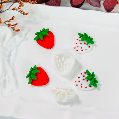 Xaekicr 2 Pcs Strawberry Polymer Clay Cutters Set – Cute Heart Clay Cutters & Texture Molds for Earrings Making, Clay Tools for DIY Polymer Clay Jewelry - color: G color