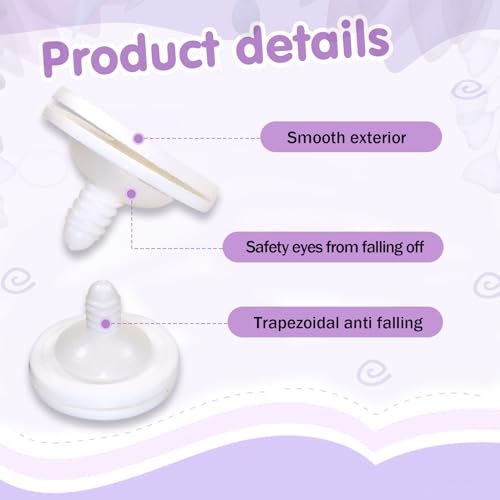 TOAOB 20 Set 55mm Joints for Amigurumis Crochet White Movable Plastic Animals Joints for Crochet Stuffed Animals Crafts Puppets Limbs and Arms Leg Neck Joints Making - size: 55mm