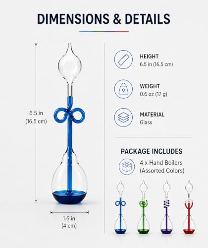 Colorful Office Thinking Hand Boiler, Glass Science Energy Transfer, Children Science Experiment, Love Birds Color Meter Hand Boiler, 2 Pcs (Purple&Red) by C&H Solutions®