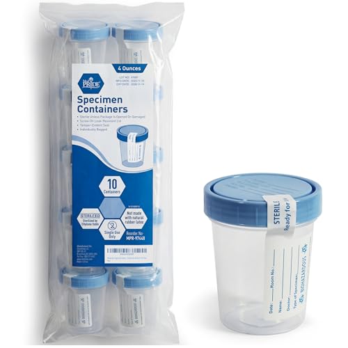 MED PRIDE Sterile Disposable Specimen Cups with Leakproof Lids,10-Pack