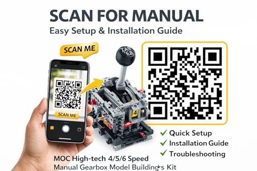 MOC Mechanical Transmission Gearbox Bundle – 5+1 & 6-Speed Manual Gear System, DIY Engineering Building Kit with Motor Function Compatibility, STEM Educational Model for Teens & Adults