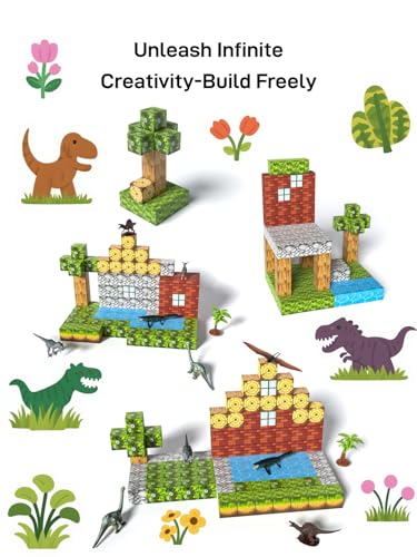 Veecafiodi Magnetic Blocks 108PCS, Dinosaur Magnetic Building Blocks with 6 Dinosaur Figures, Magnetic Blocks for Kids Ages 3-5, 4-8, STEM Construction Toy - color: Yellow