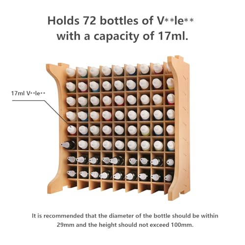 Large Capacity Plastic Model Tool Storage Paint Rack - Holds 72 Pieces, Compatible with Vallejo Modular Paint Rack, MDF Material, GK12 - size: 72 Holes Vallejo