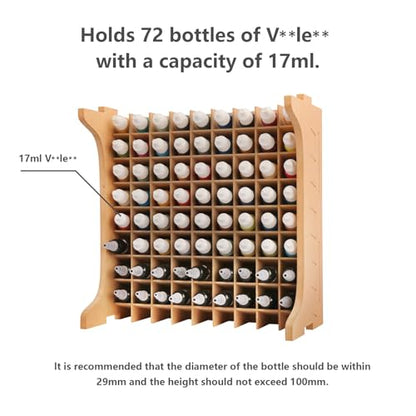 Large Capacity Plastic Model Tool Storage Paint Rack - Holds 72 Pieces, Compatible with Vallejo Modular Paint Rack, MDF Material, GK12 - size: 72 Holes Vallejo