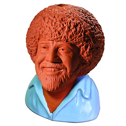 Chia Pet Bob Ross Blue Shirt Terracotta Planter with Seed Pack - style: Bob Ross with Blue Shirt