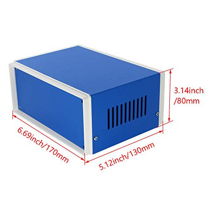Fielect Electronic Junction Box Blue Metal Enclosure Case, DIY Project Box, 6.69"x5.12"x3.15", 170x130x80mm - size: 6.69" x 5.12" x 3.15"