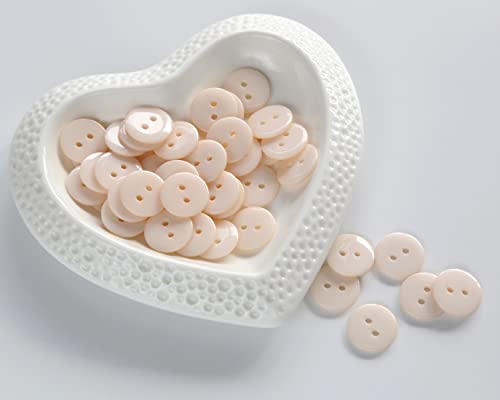 200pcs 5/8 Inch(15mm) Beige Buttons 2 Holes Resin Button for Sewing and DIY Crafts - color: Beige