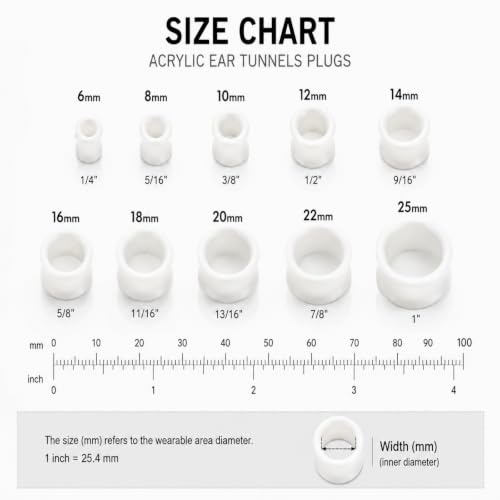 Oyaface 20 PCS Piercing Tunnel Set Soft/Hard Silicone Flesh Ear Plugs 2g-25mm Flexible Ear Stretching Gauge Expander - color: White