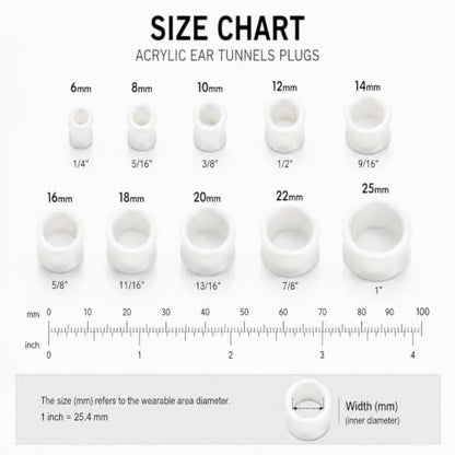 Oyaface 20 PCS Piercing Tunnel Set Soft/Hard Silicone Flesh Ear Plugs 2g-25mm Flexible Ear Stretching Gauge Expander - color: White